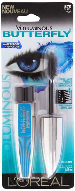 L'Oreal Paris Voluminous Butterfly Waterproof Mascara, Black, 1 Tube