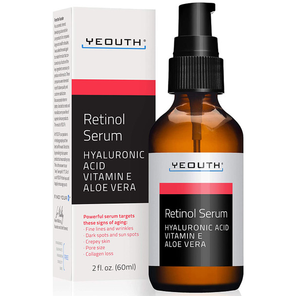 Retinol Serum for Face with Hyaluronic Acid Hydrating Face Serum Targets Wrinkles Dark Spots  Acne Anti Aging Facial Serum Skin Care Products for Men  Face Serum for Women by YEOUTH