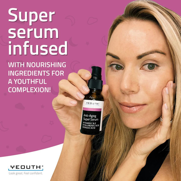 Yeouth Anti Aging Super Serum with Vitamin C Serum  Hyaluronic Acid Serum for Face Face Serum for Dark Spot  Wrinkles Skin Care for Men  Women