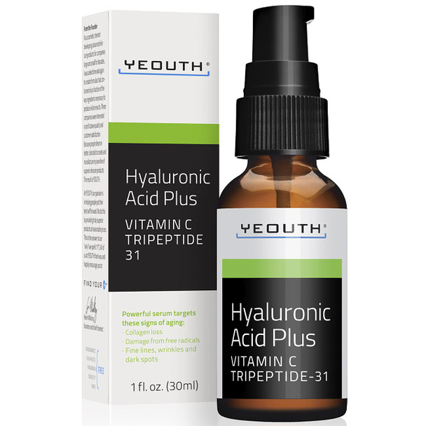 Hyaluronic Acid Plus Serum with Vitamin C Serum for Face Hydrating Serum Face Care for Wrinkles Dark Spot  Dull Skin Anti Aging Serum Face Serum for Women  Men Skin Care Product by YEOUTH