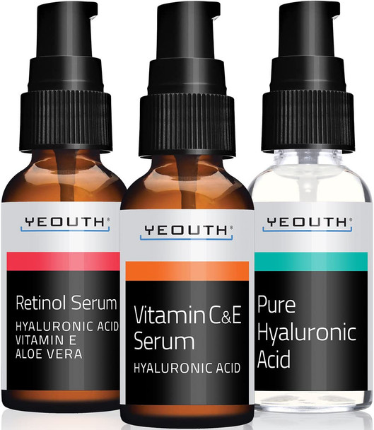 Retinol Serum for Face Hyaluronic Acid Serum for Face Vitamin C Serum for Face Facial Serums Anti Aging Serum Face Serum for Women Hydrating  Wrinkle Serums 3x1 fl Oz Skincare Set By YEOUTH Retinol Serum for Face Hyaluronic Acid Serum for Face Vitamin C Serum for Face Facial Serums Anti Aging Serum Face Serum for Women Hydrating  Wrinkle Serums 3x1 fl Oz Skincare Set By YEOUTH