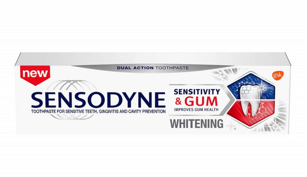 Sensodyne Sensitivity & Gum Whitening Toothpaste, Toothpaste for Sensitive Teeth & Gum Problems, 3.4 Ounces