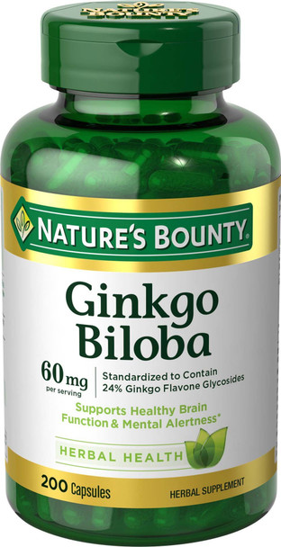 Nature's Bounty Ginkgo Biloba 60 Mg, 200 Capsules (17243)
