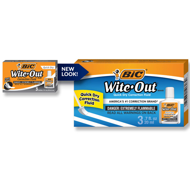 BIC Wite-Out Quick Dry Correction Fluid - 3 Pack