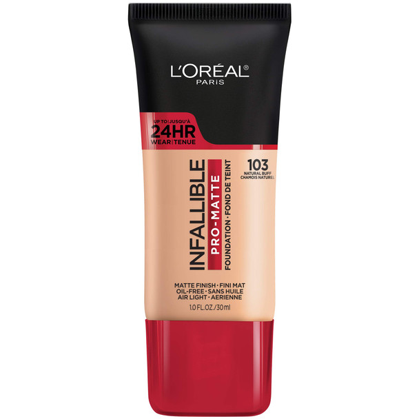 L'Oreal Paris Makeup Infallible Pro-Matte Liquid Longwear Foundation, 103 Natural Buff, 1 fl; oz.