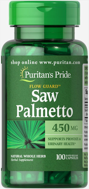 Puritans Pride Saw Palmetto 450 Mg Capsules, 100 Count