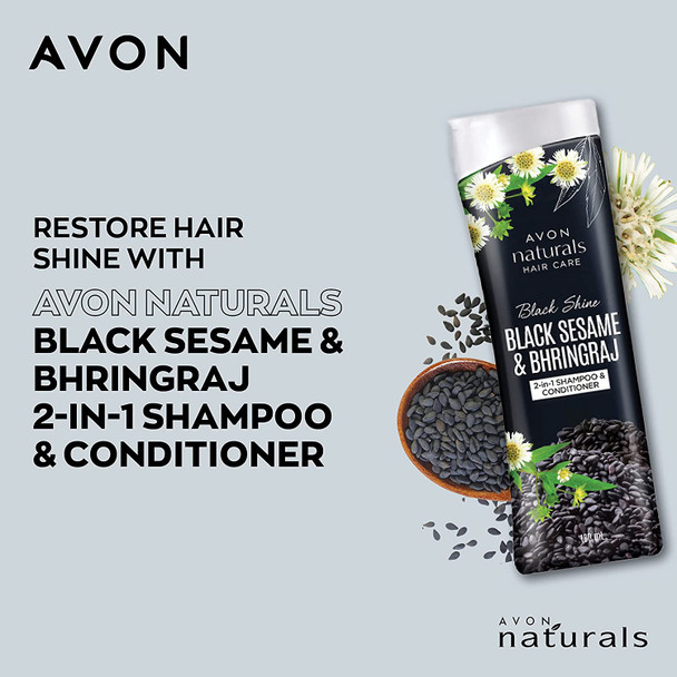 Avon Naturals Black Shine Bhringraj 2-in-1 Shampoo & Conditioner 180 ml Each