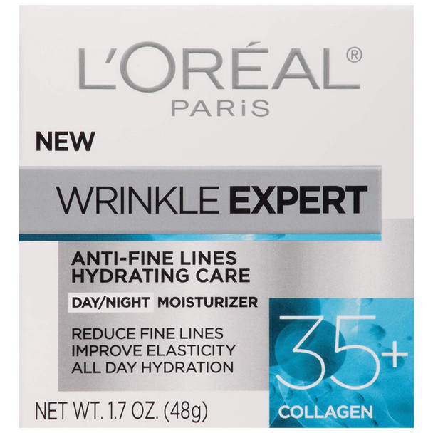 L'Oreal Paris Skincare Wrinkle Expert 35+ Collagen Face Moisturizer to Reduce Fine Lines, Hydrate All-Day and Improve Elasticity, 1.7 oz