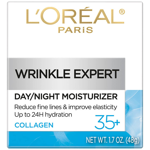 L'Oreal Paris Skincare Wrinkle Expert 35+ Collagen Face Moisturizer to Reduce Fine Lines, Hydrate All-Day and Improve Elasticity, 1.7 oz