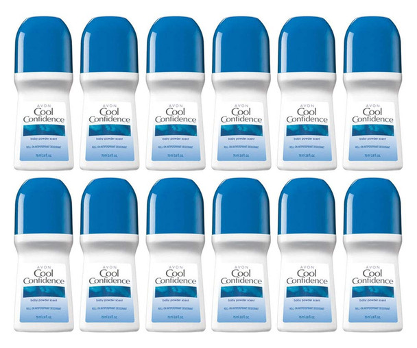 Avon Cool Confidence Baby Powder Roll-on Anti-perspirant Deodorant 2.6 oz (12-Pack)