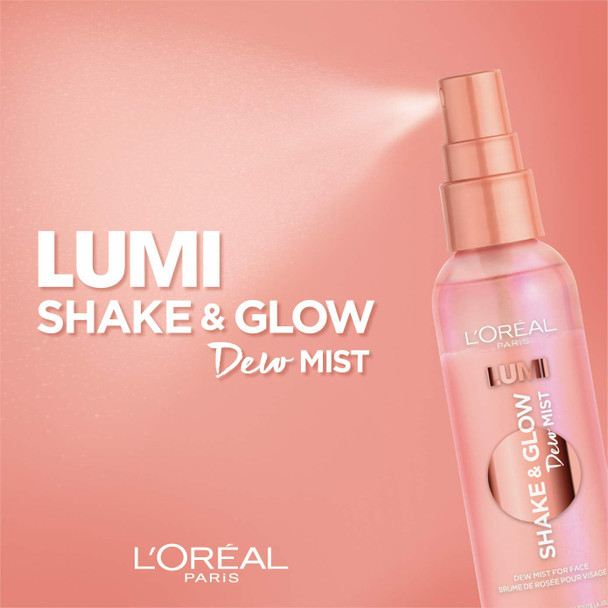 L'Oreal Paris Makeup LUMI Shake and Glow Dew Mist, Hydrating and Soothing Face Mist, Prep and Set Makeup, Energizes Skin with a Healthy Boost of Hydration, Natural Finish, 3 fl; oz. L'Oreal Paris Makeup LUMI Shake and Glow Dew Mist, Hydrating and Soothing Face Mist, Prep and Set Makeup, Energizes Skin with a Healthy Boost of Hydration, Natural Finish, 3 fl; oz.