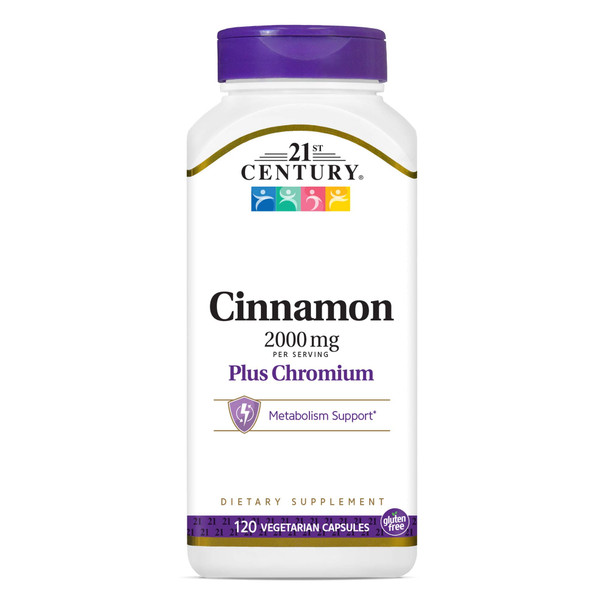 21st Century Cinnamon Plus Chromium Vegetarian Capsules, 120 Count