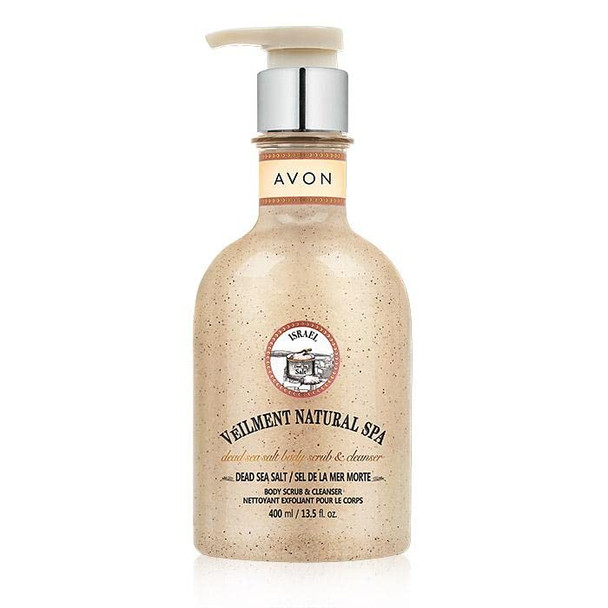 Avon Veilment Natural Spa Dead Sea Salt Body Scrub & Cleanser, 13.5 Ounce