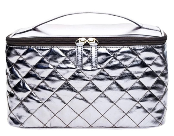 Avon Quilted Train Case, Silver, Soft Side