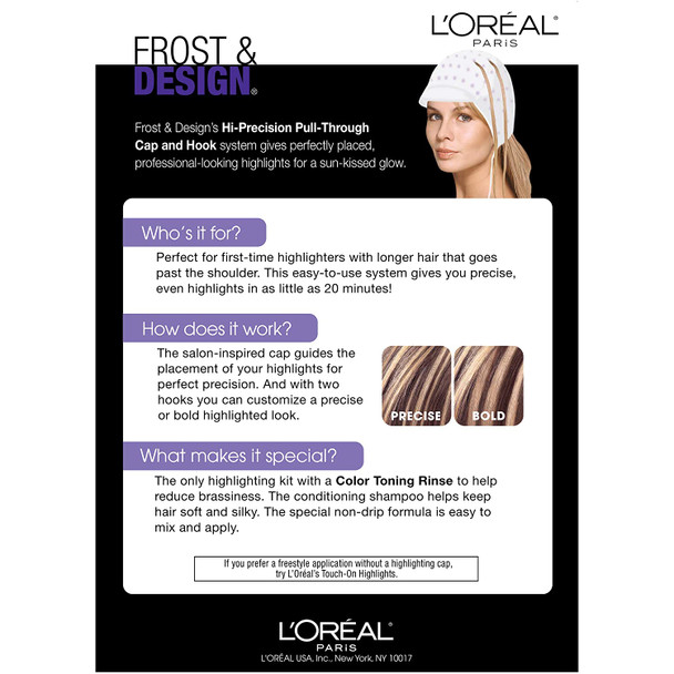 L'Oreal Paris Frost and Design Cap Hair Highlights For Long Hair, H85 Champagne, 1 kit