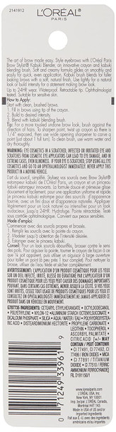 L'Oreal Paris Brow Stylist Kabuki Blender Brow Crayon, Blonde, 0.05 oz.