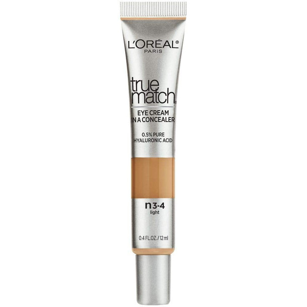 L'Oreal Paris True Match Eye Cream in a Concealer, N3-4 Light, 0.4 Fl Oz