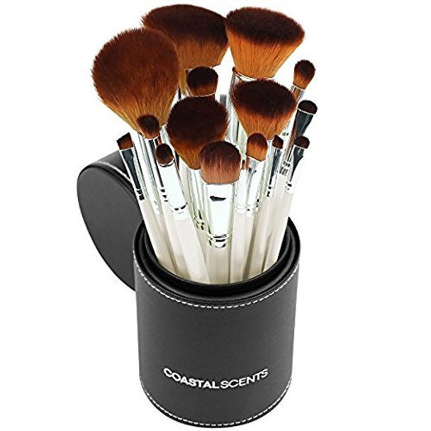 Coastal Scents 16 Piece Pearl Brush Set in Travel Cup (BR-SET-022)