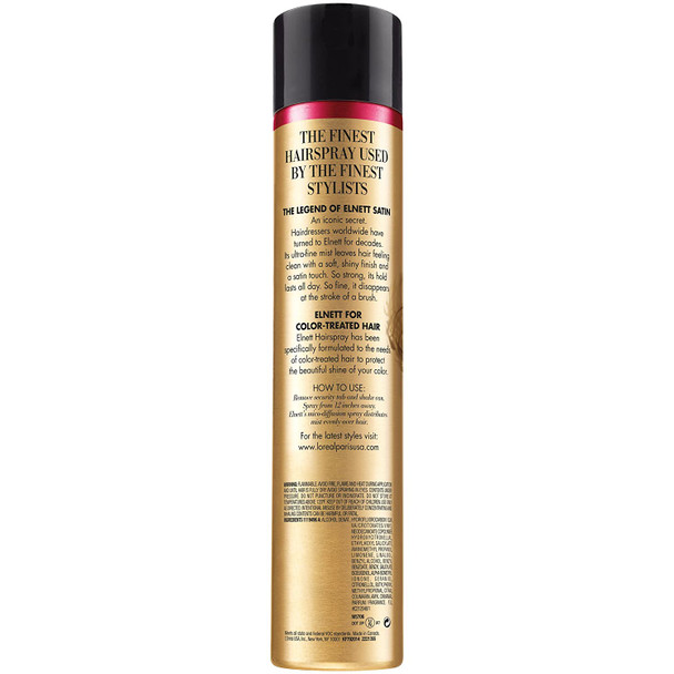 L'Oreal Paris Elnett Satin Extra Strong Hold Hairspray - Color Treated Hair 11 Ounce (1 Count) (Packaging May Vary)