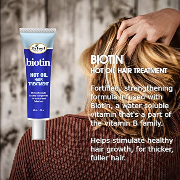 Difeel Hot Oil Hair Treatment with Biotin 1.5 oz. (Pack of 2) - Biotin Hot Oil Treatment