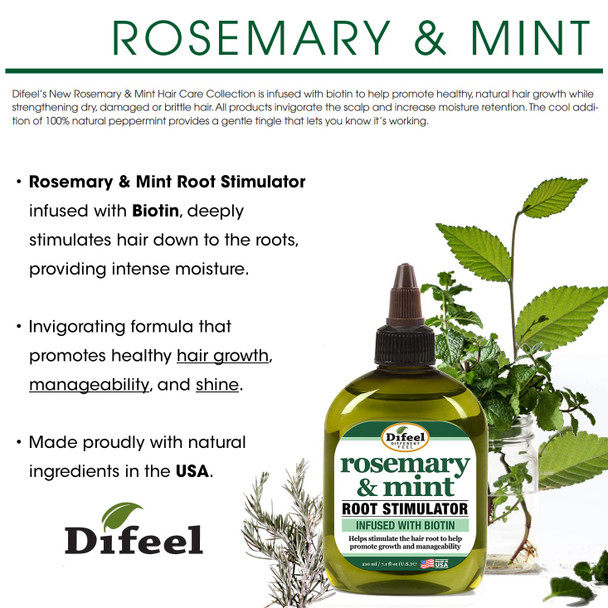 Difeel Rosemary and Mint Root Stimulator with Biotin 2.5 oz. - Hair Growth Scalp Treatment, Rosemary Mint Oil for Hair Growth