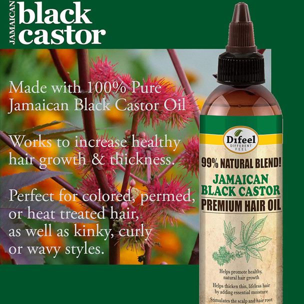 Difeel 99% Natural Premium Jamaican Black Castor Hair Oil 8 oz.