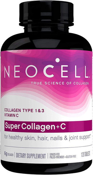 Neocell Super Collagen Type 1 and 3 plus Vitamin C Tablets, 120 Count