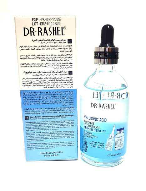 Dr Rashel Hyaluronic Acid Instant Hydration Primer Serum | Achieve Ultimate Hydration , Moisturizer - Anti-Wrinkle - Anti-Aging - Firming - Nourishing And a Youthful Glow , Size 100ML ( 3.38 FL Oz ) Pack of 1