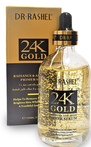 Dr Rashel 24K Gold Radiance Anti Aging Face Primer Serum | Youthful Glowing, Moisturizing, Tightening Skin And Helps To Remove Wrinkles, Size 3.38 oz