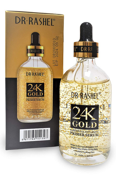 Dr Rashel 24K Gold Radiance Anti Aging Face Primer Serum | Youthful Glowing, Moisturizing, Tightening Skin And Helps To Remove Wrinkles, Size 3.38 oz