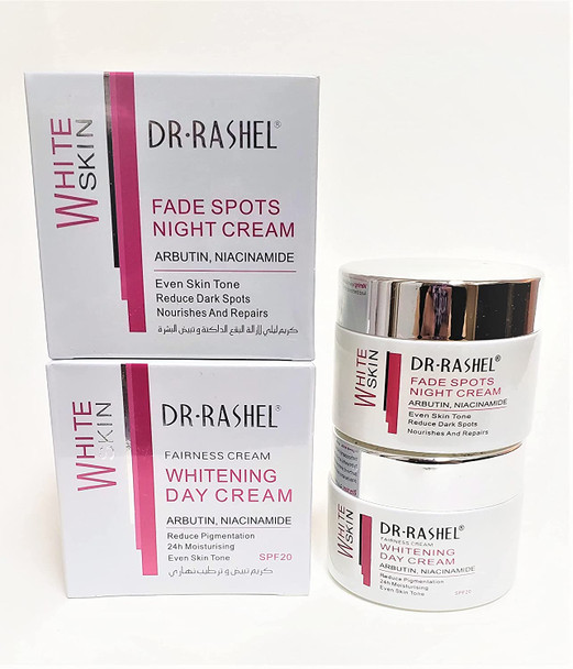 Dr Rashel Fade Dark Spots Face Day Cream & Night Cream With Arbutin and Niacinamide ( Bundle Pack of 2 ) Size 1.76 oz Jars