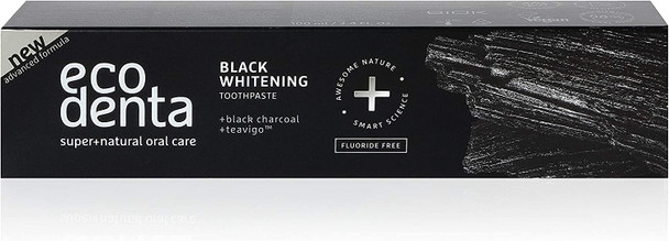 Ecodenta Charcoal Toothpaste, Teeth Whitening Toothpaste I Naturally Whitens Teeth and Removes Plaque I Black Natural Toothpaste Fluoride Free, 100ml