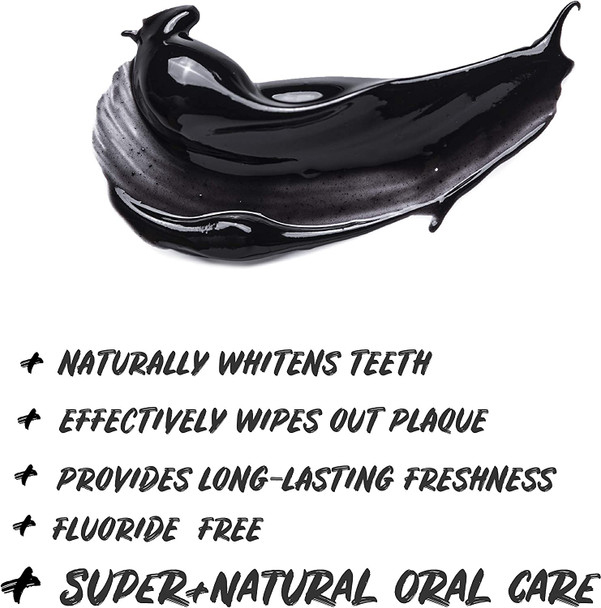 Ecodenta Charcoal Toothpaste, Teeth Whitening Toothpaste I Naturally Whitens Teeth and Removes Plaque I Black Natural Toothpaste Fluoride Free, 100ml