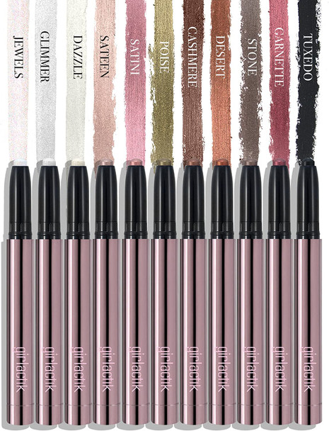 Girlactik Usa. Metallic Rose Gold Eyeshadow Pen. Creamy Eye Shimmer Glitter Pencil Highlighter Stick With Sharpener. Long Wear, Pigmented.- Sateen