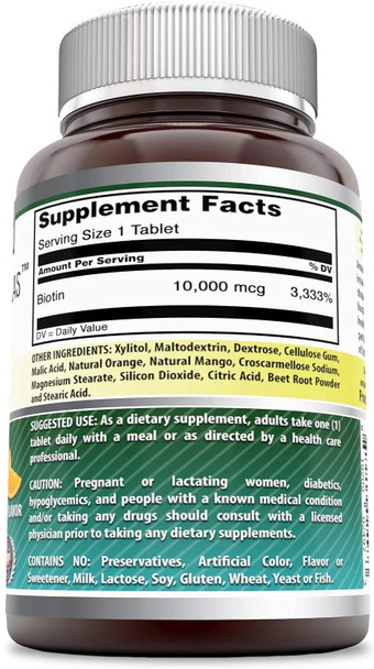 Amazing Formulas Biotin 10000Mcg,120 Tablets (Non GMO,Gluten Free) -Supports Healthy Skin & Hair–Promotes Overall Good Health