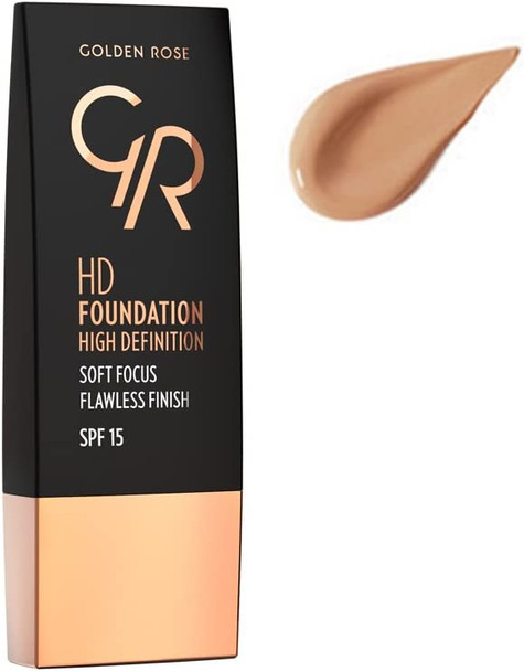 (107 Natural) - Golden Rose Oil Free HD Foundation With SPF 15-107 Natural