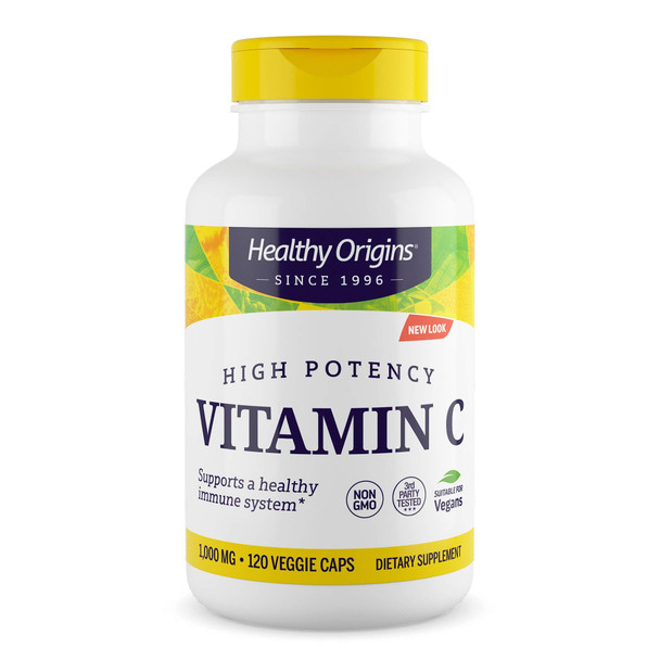 Healthy Origins Vitamin C 1,000 Mg (Non-Gmo Tested, High Potency, Immune Support, Vegan), 120 Veggie Caps