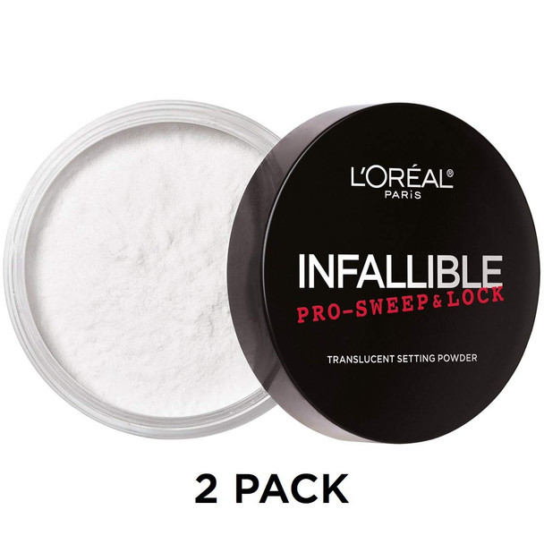 L'Oreal Paris Makeup Infallible Pro Sweep and Lock Loose Setting Powder, Translucent, 2 Count