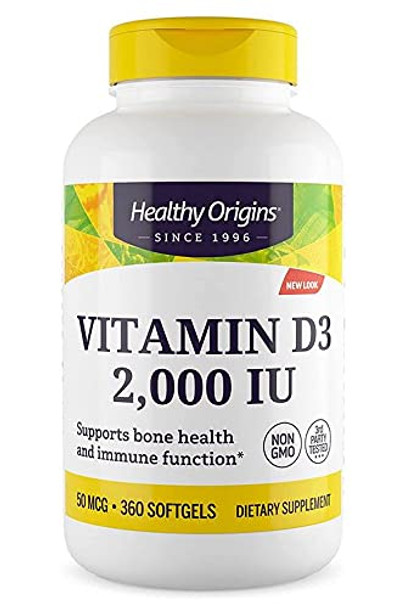 Healthy Origins Vitamin D3, 2000 IU, 360 Count