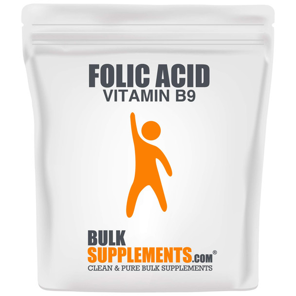 BulkSupplements.com Folic Acid (Vitamin B9) Powder - Folate Supplement - Folic Acid 800mcg (50 Grams)