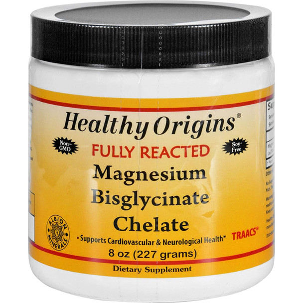Healthy Origins Magnesium Bisglycinate Chelate - Fully Reacted - 8 oz - Gluten Free-Dairy Free-Yeast Free-Wheat Free-