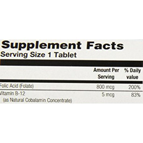 Folic Acid 100 tabs by Nature's Life