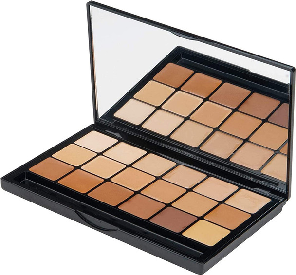 Graftobian Creme Foundation Super Palette Makeup Kit - 18 Warm HD Full Coverage Pigment Concealers for Smooth, Buildable Application and Creaseless Finish