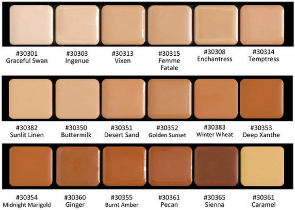 Graftobian Creme Foundation Super Palette Makeup Kit - 18 Warm HD Full Coverage Pigment Concealers for Smooth, Buildable Application and Creaseless Finish