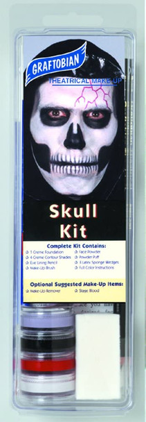 Graftobian Skull Complete Character Skeleton 13pc .5 oz Makeup Kit, White Black