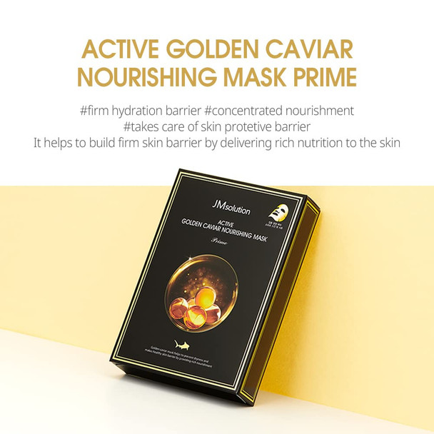 JMsolution Active Golden Caviar Nourishing Mask - Korean Skincare Facial Mask-Cavior extracted - collagen essense- 10 sheets for all skin type