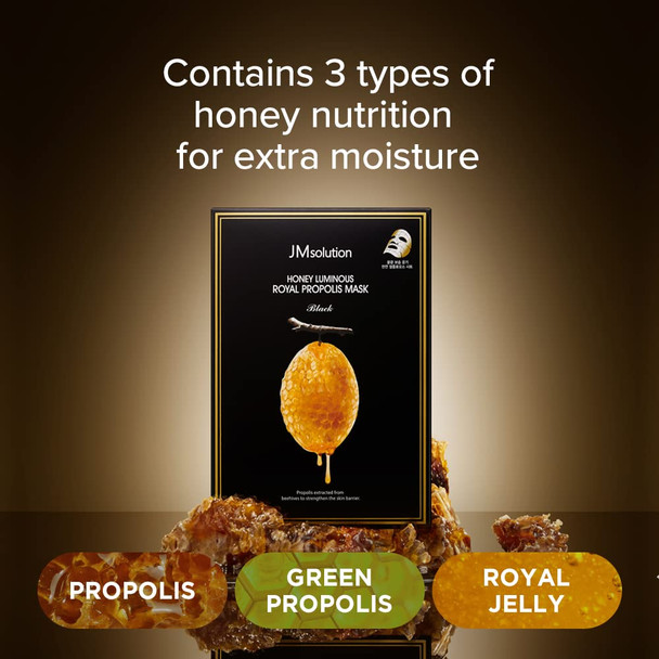 JMSOLUTION Royal Propolis Ample Korean Skin care Face Mask -Rich Moisturizing boositng Nutrition -10sheets For All Skin Type