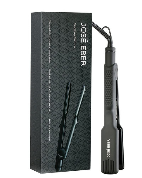 Jose Eber Vibrating 1.5" Flat Iron Hair Straightener Iron Innovative Vibrating Technology Real-time Oscillation Dual Voltage 110V/240V (Black)
