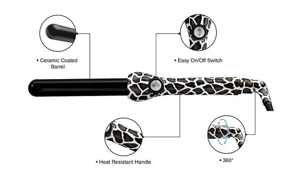 Jose Eber 25mm Pro Series Clipless Curling Iron- Giraffe Print by Jose Eber