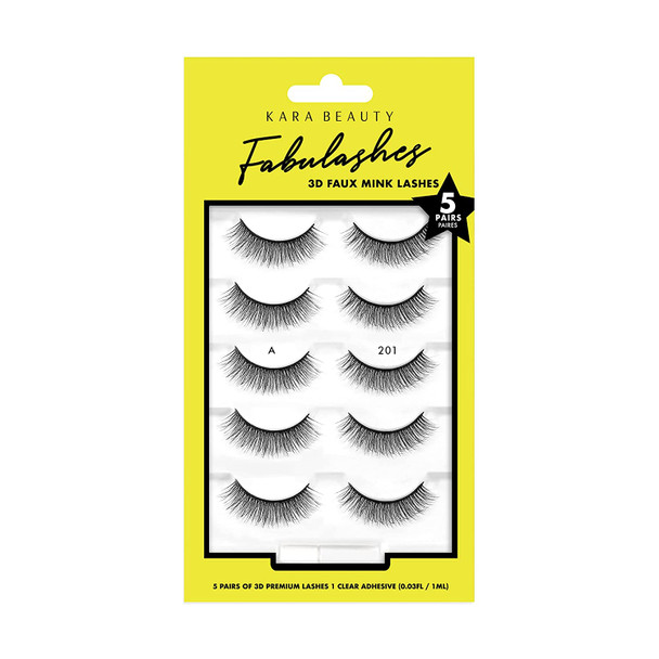 KARA BEAUTY Style KA5201 FABULASHES 3D Faux Mink Lashes 5 IDENTICAL PAIRS Multi-pack